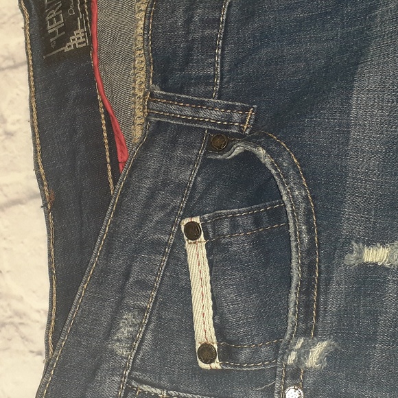 Heritage America Distressed Dark Indigo Denim Jeans Size 38X34 - Picture 7 of 14